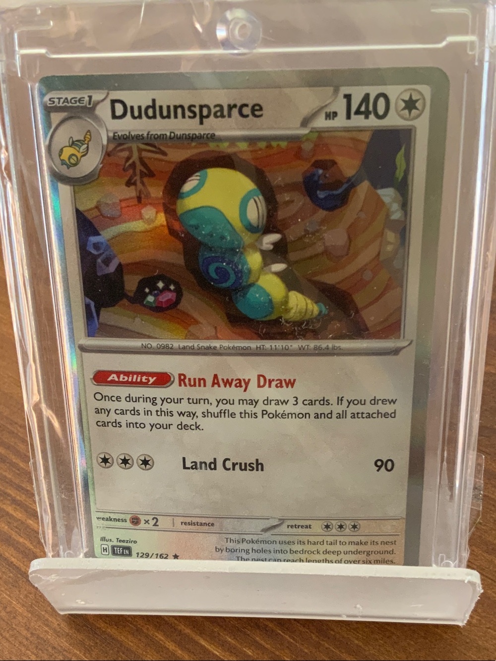 Pokemon Dudunsparce Holo Card - Yellow & Teal
